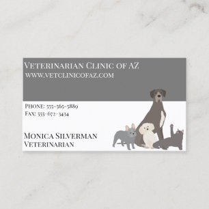 Tarjeta De Visita Veterinaria veterinaria Black Gray Block Mascotas 