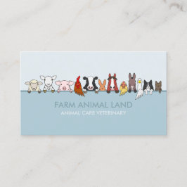 Tarjeta De Visita Veterinario Azul de Animales de Granja