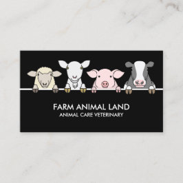 Tarjeta De Visita Veterinario de animales de granja negros vaca ovej