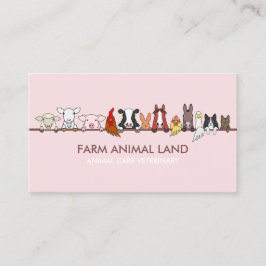 Tarjeta De Visita Veterinario de Animales de Granja Rosa