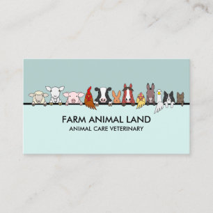 Tarjeta De Visita Veterinario de Animales de Granjero