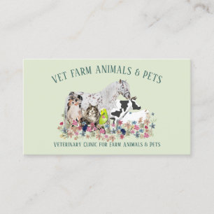 Tarjeta De Visita Veterinario de Animales Mixtos