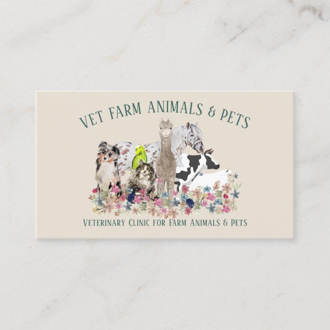 Tarjeta De Visita Veterinario de granja de alpacas (Anverso)
