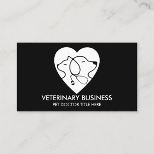 Tarjeta De Visita Veterinario de patas de mascotas negro blanco anim