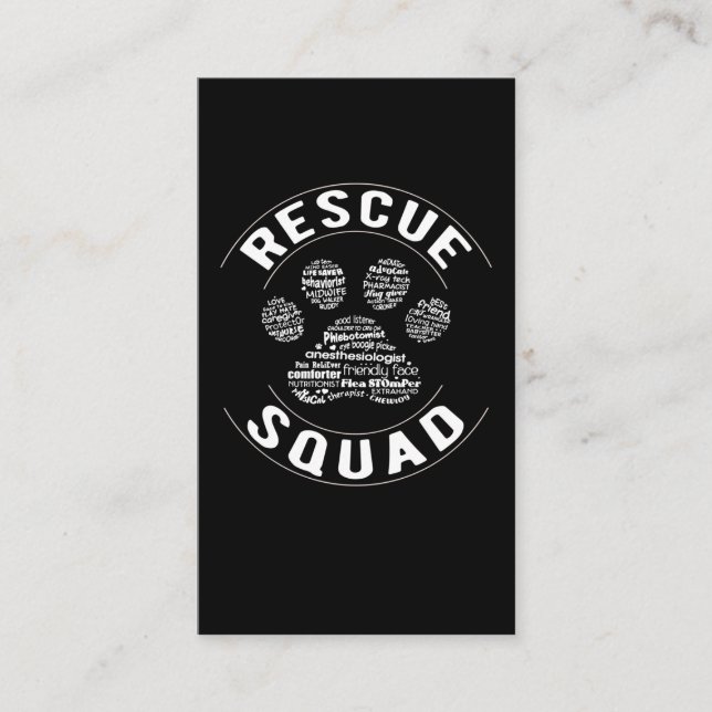 Tarjeta De Visita Veterinario de Rescate Animal Vet Tech Paw Veterin (Anverso)