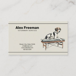 Tarjeta De Visita Veterinario del moderno Ilustracion Khaki y Perro