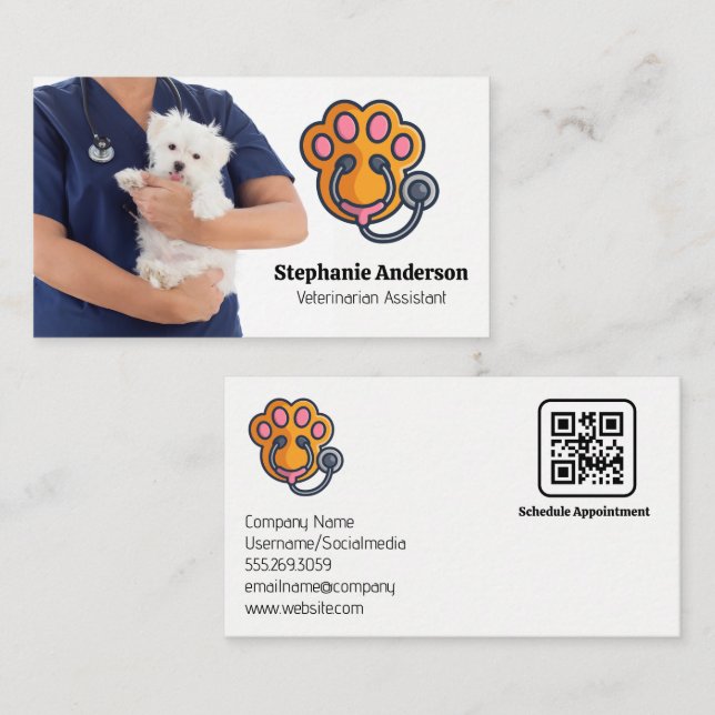 Tarjeta De Visita Veterinario Holding Dog (Anverso / Reverso)