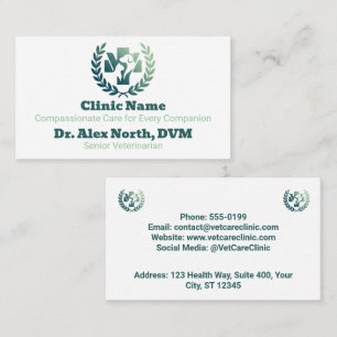 Tarjeta De Visita Veterinario Minimalista Elegante Personalizable