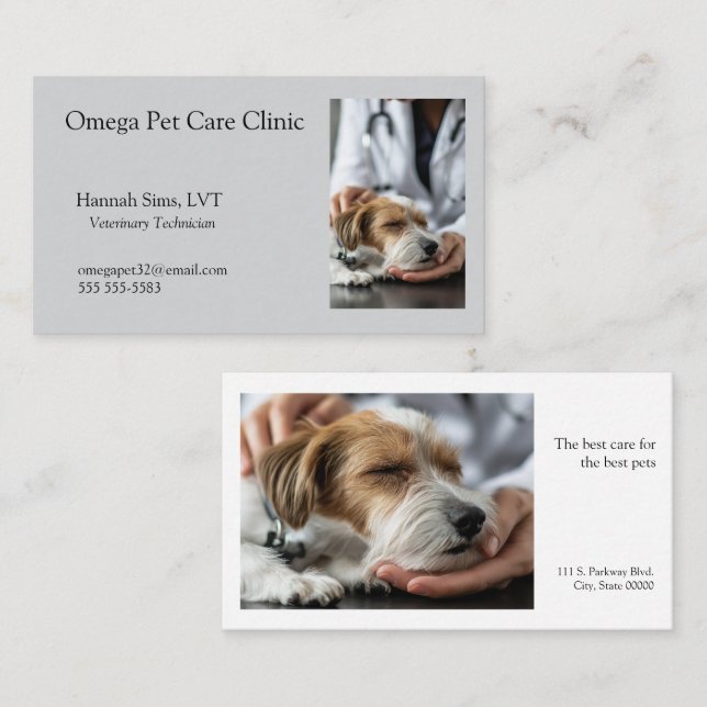 Tarjeta De Visita Veterinario trata a un perro enfermo (Anverso / Reverso)