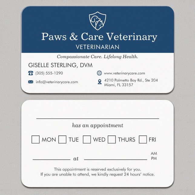 Tarjeta De Visita Veterinary Office Pet Visit Reminder (Subido por el creador)