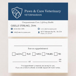 Tarjeta De Visita Veterinary Office Pet Visit Reminder Appointment