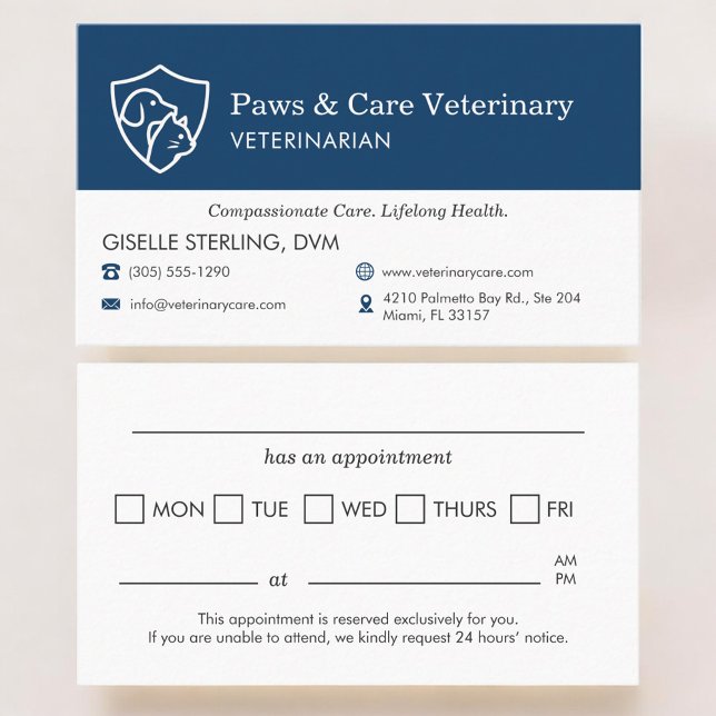 Tarjeta De Visita Veterinary Office Pet Visit Reminder Appointment (Subido por el creador)