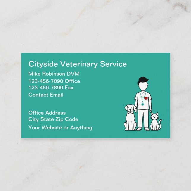 Tarjeta De Visita Veterinary Services Veterinarian Business Cards (Anverso)