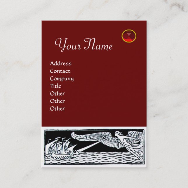 Tarjeta De Visita VIAJE ANTIGUO, RUBY MONOGRAM, rojo (Anverso)