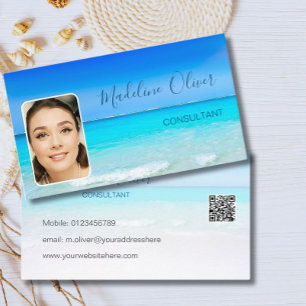 Tarjeta De Visita Viaje fotográfico Código QR Océano profesional