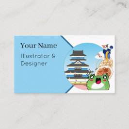 Tarjeta De Visita Viaje Gourmet a Japón con Gato y Rana