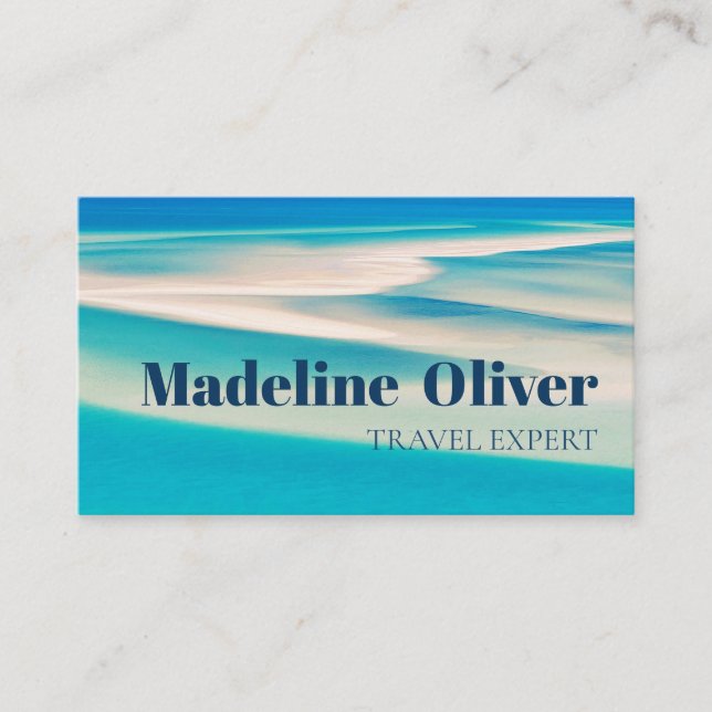 Tarjeta De Visita Viaje Ocean Beach Sea Aqua Blue Stylish Business (Anverso)