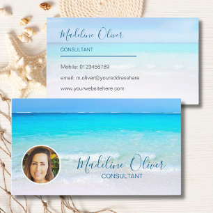 Tarjeta De Visita Viaje Profesional Ocean Beach Sea Blue