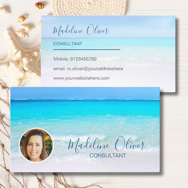 Tarjeta De Visita Viaje Profesional Ocean Beach Sea Blue (Subido por el creador)