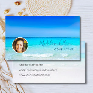 Tarjeta De Visita Viaje Profesional Ocean Beach Sea Blue