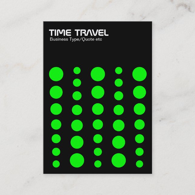 Tarjeta De Visita Viajes de tiempo v1.2 - Verde sobre negro (Anverso)