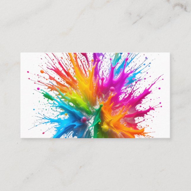 Tarjeta De Visita Vibrant Rainbow Paint Splatter Explosion (Anverso)