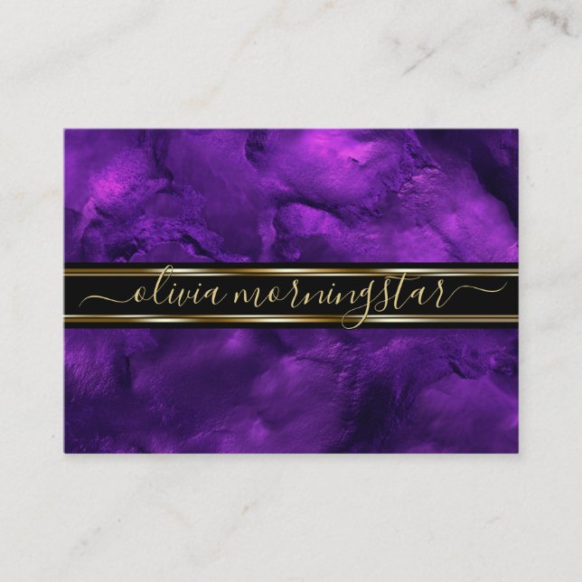 Tarjeta De Visita Vibrant Royal Purple Abstract Watercolor (Anverso)