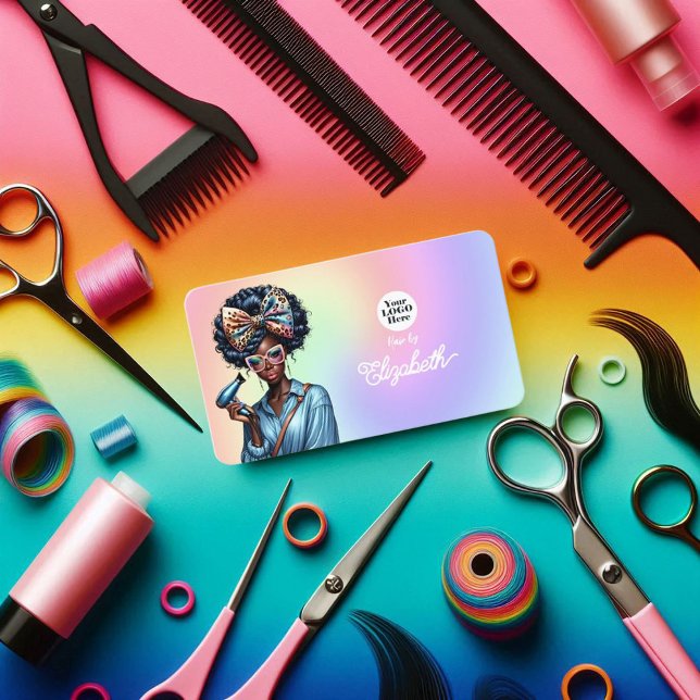 Tarjeta De Visita Vibrante Afrocéntrica Black Salon Branding Bus (Vibrant Afrocentric Black Woman Salon Branding Bus Business Card)