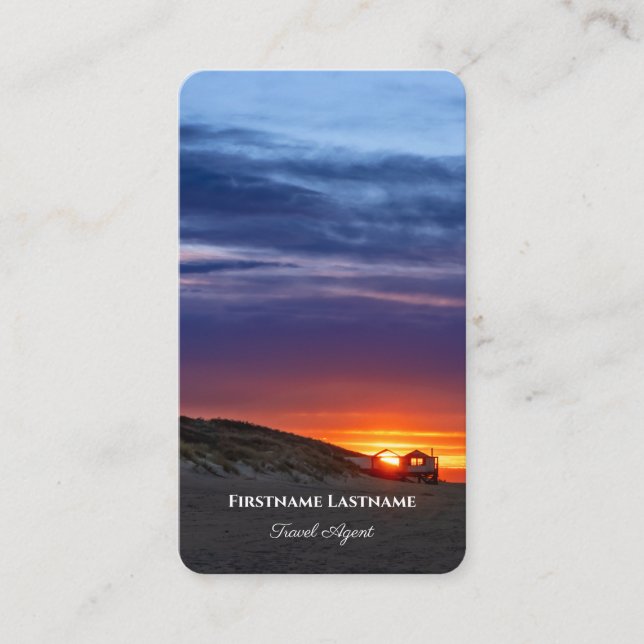 Tarjeta De Visita Vibrante agente de viajes de atardecer marítimo en (Anverso)