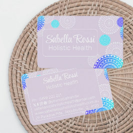Tarjeta De Visita Vibrante Aqua Blue Random Mandala en rosa