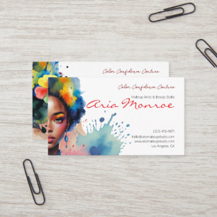 Tarjeta De Visita Vibrante artista de maquillaje de arte africano