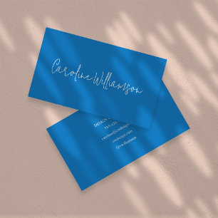 Tarjeta De Visita Vibrante Azul Audaz Moderno Elegante Nombre Manusc