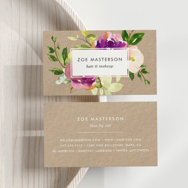 Tarjeta De Visita Vibrante Bloom Floral Kraft (Subido por el creador)