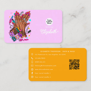 Tarjeta De Visita Vibrante empresaria afroamericana de uñas