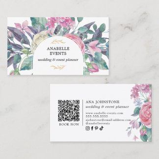 Tarjeta De Visita Vibrante Floración floreciente Código QR