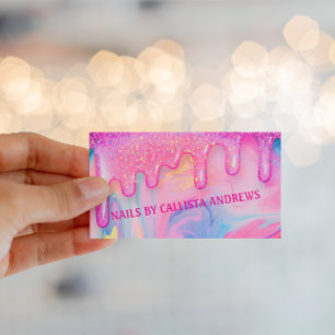 Tarjeta De Visita Vibrante Purpurina rosa goteo de arte para diseño 