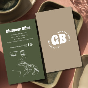 Tarjeta De Visita Vibrante Salón de Artistas de Maquillaje Verde