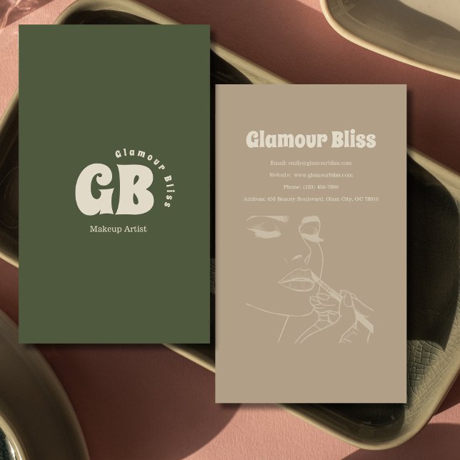 Tarjeta De Visita Vibrante Salón de Artistas de Maquillaje Verde (Subido por el creador)