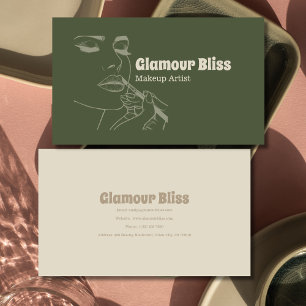 Tarjeta De Visita Vibrante Salón de Artistas de Maquillaje Verde