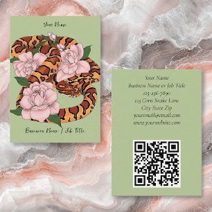 Tarjeta De Visita Vibrante serpiente de maíz Flores de peonía rosada