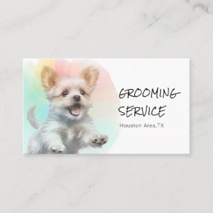 Tarjeta De Visita Vibrante Servicio de Grooming Mascota de Perros