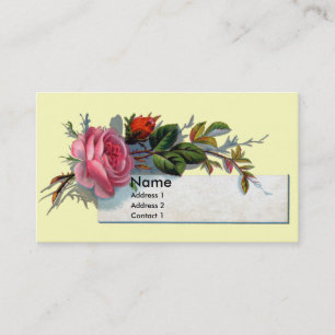 Tarjeta De Visita Victorian color de rosa y del brote rosado