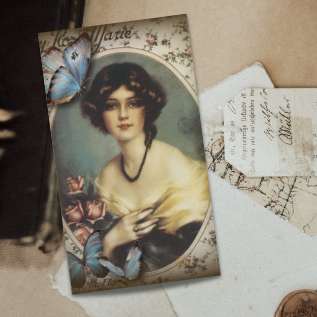Tarjeta De Visita victoriano floral de moda retro parisina (retro parisian fashion floral victorian business card)