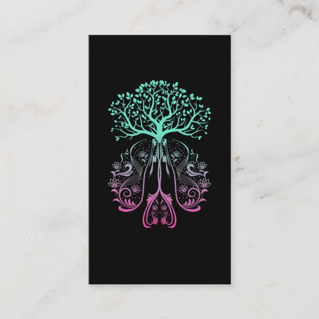 Tarjeta De Visita Vida de árbol de Lotus medita la espiritualidad (Anverso)
