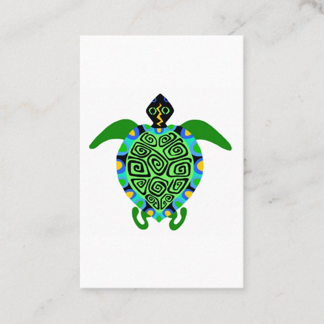 Tarjeta De Visita Vida silvestre - TORTUGA gráfica del MAR - Natural (Anverso)