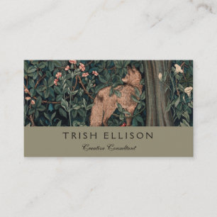 Tarjeta De Visita Vida silvestre William Morris Greenery Fox
