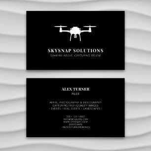 Tarjeta De Visita Videografía por drones aéreos - Negro moderno