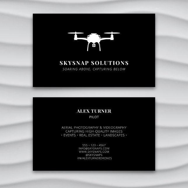 Tarjeta De Visita Videografía por drones aéreos - Negro moderno (Subido por el creador)