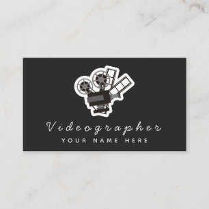 Tarjeta De Visita Videografo Sencillo de medios sociales en blanco y
