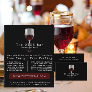 Tarjeta De Visita Vidrio, bar de vinos/bodega